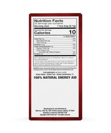 Total Tea Energy Tea Bags with Caffeine - Mixed Berry Flavored Green Tea for Focus & Stamina (25 Tea Bags) - Buy Online on GoSupps.com