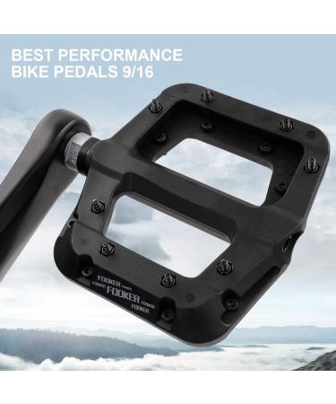 FOOKER MTB Pedals - Lightweight Nylon Fiber Bike Platform Pedals - Non-Slip 3 Bearing Design - Black 9/16 - Buy Online on GoSupps.com