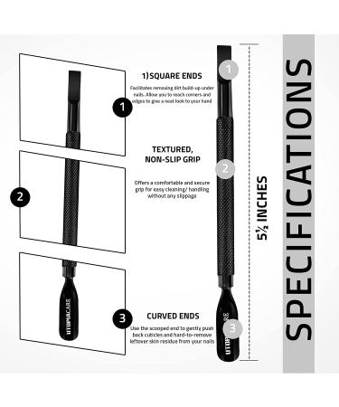 Utopia Care Stainless Steel Cuticle Pusher & Spoon Nail Cleaner - Professional Manicure Tool for Nails (Black) - Buy Online on GoSupps.com