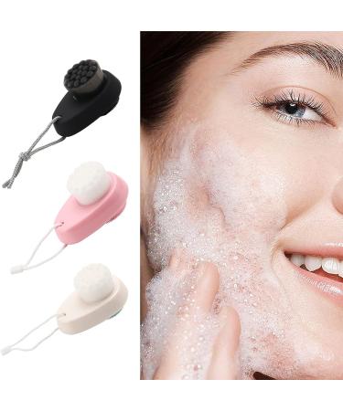 3PCS Facial Cleansing Brushes - 2 in 1 Silicone Scrubber & Soft Bristle Brush Set for Deep Skin Cleansing - Black, Pink, Green - Buy Online on GoSupps.com