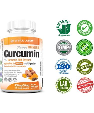 Vita-Nuage 50X Stronger 2950mg 95% Turmeric Curcumin per Capsule + Black Pepper 2 000% Bioavailable 100 Capsules Over 3 Months Supply - Buy Online on GoSupps.com
