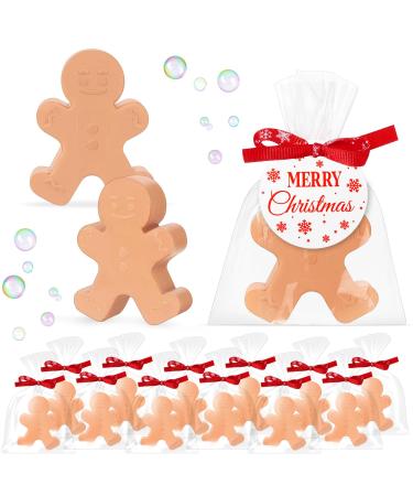 30 Set Christmas Soap Bar Gift Set Christmas Handmade Soaps Bulk Xmas Tree Santa Clause Gingerbread Snowflake Soaps Fun Holiday Stocking Stuffer Party Favors for Guests Bathroom (Gingerbread)