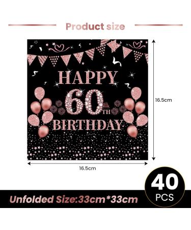 40 Ros gold Napkin Set for 60th Birthday | Stylish 33x33cm Paper Napkins for Men & Women | Perfect Party Decoration - Buy Online on GoSupps.com