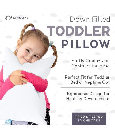 Lincove Canadian Down Toddler Pillow - 800 Fill Power - 100% Cotton Shell - 400 Thread Count - 13x18 - Perfect for Kids Travel, Nap Time, Toddler Cot, Crib, Bed - Buy Online on GoSupps.com