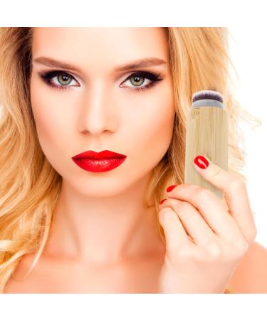 Beavorty Wood Makeup Brush Set - Bamboo Foundation & Blending Brush with Roller | Portable Fluffy Synthetic Bristles Cosmetics Tools - International Shipping Available - Buy Online on GoSupps.com