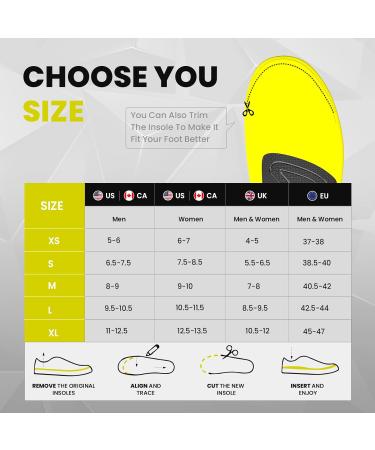 High Arch Support Orthotics Insoles for Plantar Fasciitis Relief | Welnove Shoe Inserts for Flat Feet Heel Spurs & Foot Pain - All-Day Comfort for Men & Women (S - Buy Online on GoSupps.com