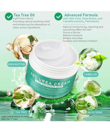 Urea Cream 40% for Feet - Maximum Strength Moisturizer for Dry Cracked Heels & Knees | Salicylic Acid Shea Butter & Tea Tree Oil | 5.3 Oz - Buy Online on GoSupps.com