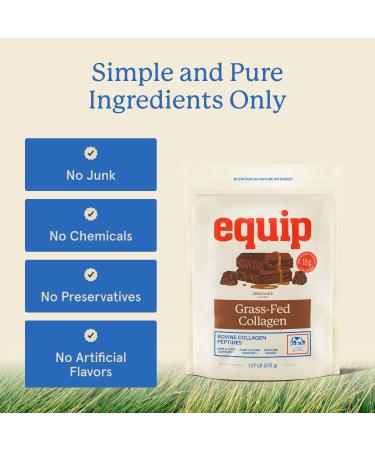 Equip Foods Grass Fed Collagen Powder | Hydrolyzed Bovine Collagen Peptides with Amino Acids | Prime Beef Collagen for Healthy Joints Skin & Nails | Non-GMO Paleo Friendly | 30 Servings Chocolate - Buy Online on GoSupps.com