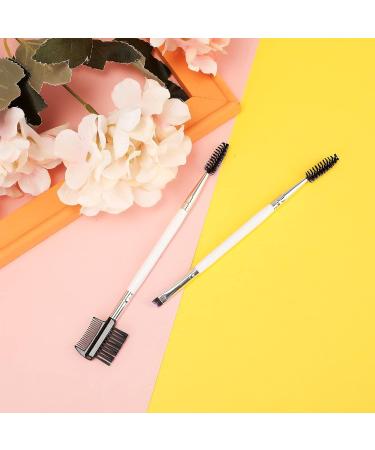Professional Eyebrow Brush and Comb Set - 2 Pieces for Precise Application | Thin Angled Eyebrow & Eyeliner Brushes - Perfect for Flawless Brows (White) - Buy Online on GoSupps.com