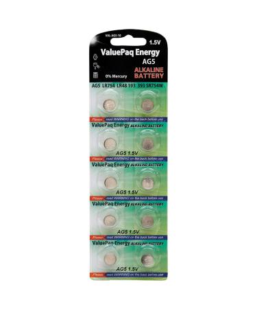 VAL-AG5-10 ValuePaq Energy AG5 Alkaline Coin Cell Batteries 10 Pack