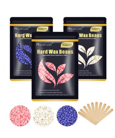 Hard Wax Beads for Hair Removal (300g/10.5oz) Painless Wax Beads - Full Body Brazilian Bikini Wax Beads with 10pcs Applicators, At Home Waxing Beads for Face, Eyebrow, Legs, Underarms, Back, Chest, Perfect Refill for Any W…