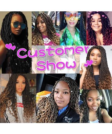 Goddess Locs Crochet Hair 14 Inch 6 Packs - Pre Looped Curly Faux Locs for Black Women | Wavy Synthetic Braids Hair Extensions in T1B-27# Color - Buy Online on GoSupps.com