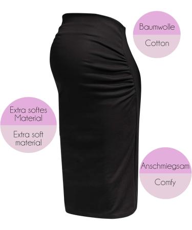 Herzmutter Maternity Skirt XL Black Cotton Pencil Midi Length - Buy Online on GoSupps.com