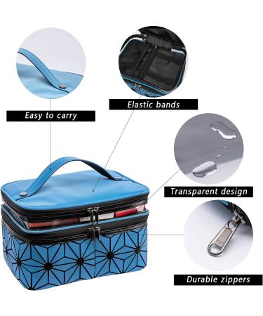 Luminous Holographic Large Makeup Bag for Women - Double Layer Cosmetic Travel Case - Portable & Waterproof Organizer - Buy Online on GoSupps.com
