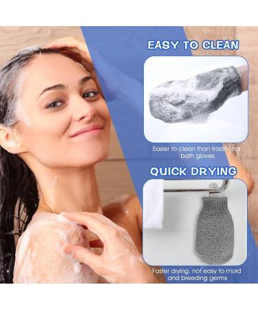 Sibba 2 Pairs Exfoliating Gloves - Body Scrubber for Dirt and Dead Skin Removal - Shower Bath Exfoliator for Tan Removal & Keratosis Pilaris - Grey - Buy Online on GoSupps.com