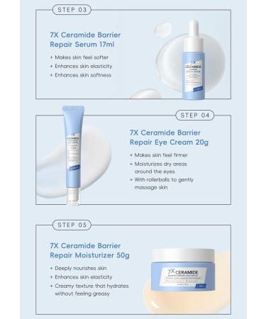 Ceramide 7-Pack Ceramide Skin Barrier Repair Kit to Strengthen Damaged Skin | Women's Daily Cleansing & Skin Care for Dryness Fine Lines & Texture - Buy Online on GoSupps.com