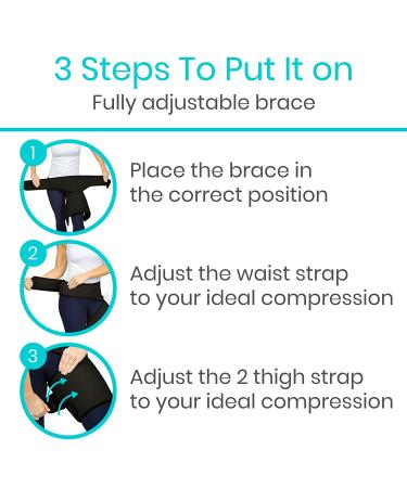 Vive Groin and Hip Brace - Compression Support for Sciatica, Nerve Pain Relief, and Muscle Recovery - Black, 48-58 - Buy Online on GoSupps.com