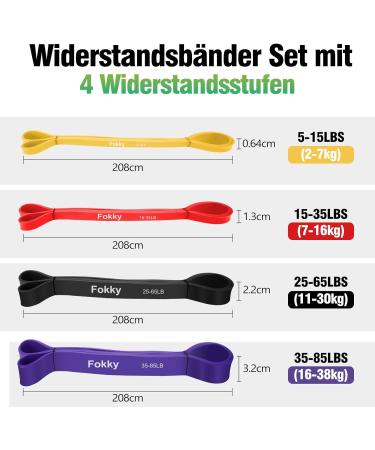 Fokky Fitness Straps Set | 4 Resistance Levels Bands with Door Anchors & Handles | Ideal for Yoga Strength Training & Stretching | Includes Carrying Bag & Instructions - Buy Online on GoSupps.com