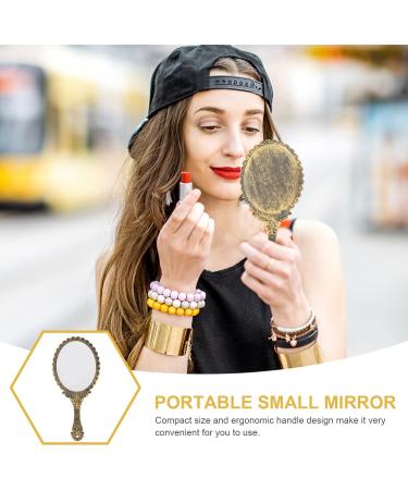 Beaupretty Vintage Handheld Mirror Set - Portable Cosmetic Barber Mirror for Salon Travel - 2pcs, Gold - Buy Online on GoSupps.com
