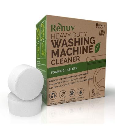 Renuv Washing Machine Cleaner Tablets - 40g Eco-Friendly Solution for Front Load, Top Load, HE Machines - Deep Cleans and Dissolves Slowly for Maximum Effect - Buy Online on GoSupps.com