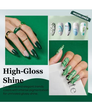Modelones Blue Green Gel Nail Polish - 6 Colors Misty Gray Dark Green Glitter Gel Polish Kit Sage Green Baby Blue Nail Gel Polish Soak Off UV Gel Nail Lamp Gel Nail Kit DIY Home Nails Manicure Gifts - Buy Online on GoSupps.com