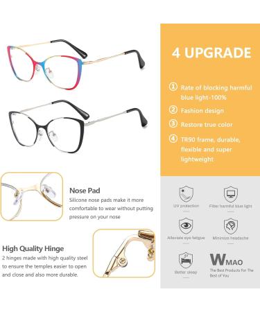 Blue Light Blocking Cat Eye Glasses for Men & Women | Retro UV400 Clear Lens | Colorful Gold Fashion Eyewear - Buy Online on GoSupps.com