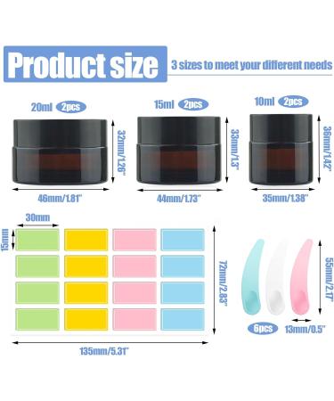 6 Pack Brown Glass Cream Cans - Refillable Ointment Jars 10ml 15ml 20ml with Lid & Liner - Ideal for Creams Lotions and More | International Shipping - Buy Online on GoSupps.com