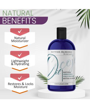 cocojojo Pure Bitter Almond Oil 8 oz Unrefined Cold Pressed Extra Virgin All Natural Perfect for Hair Face Skin Nails 8 Fl Oz (Pack of 1) - Buy Online on GoSupps.com