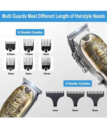 Suttik Barber Clippers Set with Beard Trimmer for Men - Cordless Close Cutting T-Blade Trimmer with LED Display in Gold - Perfect Gift for Men - Buy Online on GoSupps.com