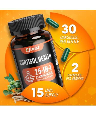 Efioist Cortisol Supplement for Women 25-in-1 Cortisol Reducer for Women & Men Cortisol Supplements for Men with Ashwagandha Rhodiola Rosea L-Theanine for Mood Focus Sleep Support 30 Capsules - Buy Online on GoSupps.com