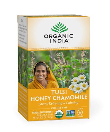 Organic India Tulsi Tea Honey Chamomile Caffeine-Free 18 Infusion Bags 1.08 oz (30.6 g)