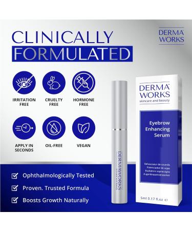DERMAWORKS Advanced Eyebrow Growth Serum 5ml - Oil-Free Brow Regrowth Solution for Fuller, Thicker Brows - Rapid Results in 60 Days (Pack of 1) - Buy Online on GoSupps.com