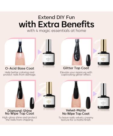 Modelones Gel Nail Polish Kit 20 Colors Nude Gel Polish Set White Glitter Pink Navy Blue Chameleon with Glitter Glossy&Matte Top Base Coat Nails Art Starter Manicure Home DIY Gifts Pink Blue - Buy Online on GoSupps.com