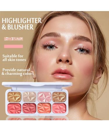 8 Colors Blusher Highlighter Makeup Palette | Waterproof Matte & Shimmer Blush Bronzer & Eyeshadow for a Flawless Finish - Buy Online on GoSupps.com