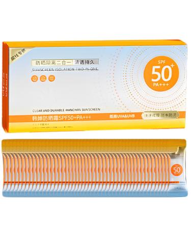 50 Pieces m-ini Sunscreen Anti-Age Sunscreen Travel Size Thin dis-posable Sunscreen SPF50+ PA+++ Sweat-resistant Sunscreen Anti-UV Moisturizing Lotion