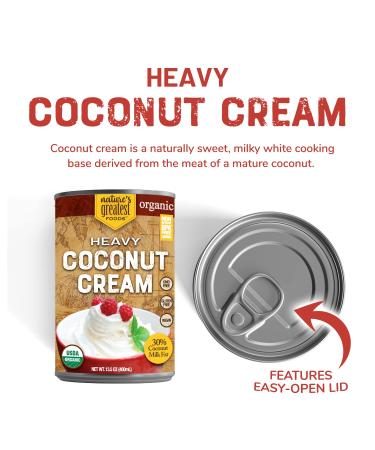 Nature's Greatest Foods Organic Heavy Coconut Cream - 13.5 Oz - Unsweetened, No Guar Gum, No Preservatives, Gluten Free, Vegan & Kosher - Buy Online on GoSupps.com