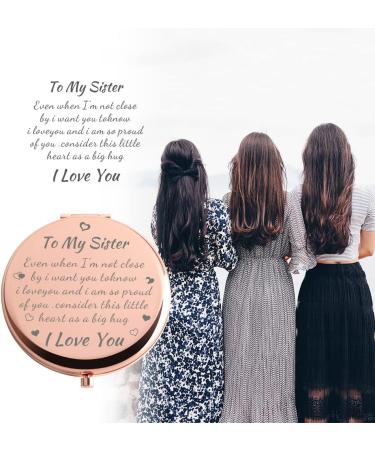 Sister Gifts: Rose Gold Compact Mirror - Birthday, Graduation, Wedding, Valentine's, Thanksgiving Gift Ideas for Sister Bestie - Buy Online on GoSupps.com
