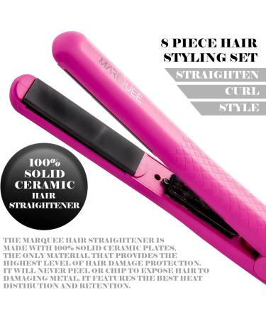 Deluxe Beauty Professional 8 Piece Interchangeable Flat and Curling Iron Set - Instant Hair Straightening and Curling - Pink - Buy Online on GoSupps.com