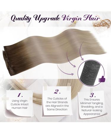 Buy LAAVOO Virgin Real Hair Balayage Extensions - Light Brown Ombre Platinum Blonde Tress Smooth #9A/10/800 | 40cm 25g - Buy Online on GoSupps.com