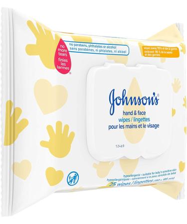 Johnson s Hand and Face Baby Cleansing Wipes for Sensitive Skin Alcohol Free Travel Pack 25 Count 25 count (Pack of 1) Hand & Face - Buy Online on GoSupps.com