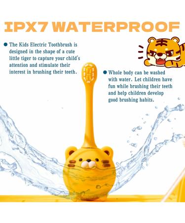 iNszkoos Snoic Rechargeable Kids Electric Toothbrush - Cute Tiger Design | 3 Modes, 2-Min Timer | Boys Girls Ages 2-10 | Xmas Gift - Buy Online on GoSupps.com