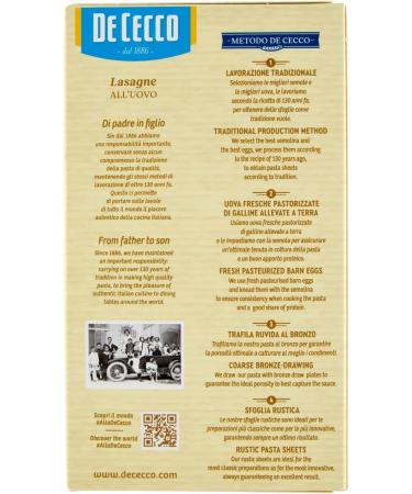  De Cecco De Cecco Italy.Lasagne Set of 6 bottles of varnish 6 x 500 g - Buy Online on GoSupps.com