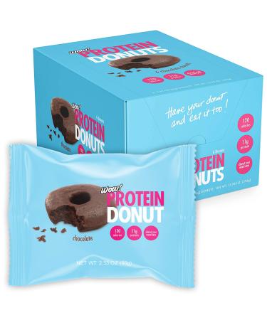Wow! Protein Donuts, High Protein Snacks, Low Carb, Low Calorie, & Low Sugar, Healthy Snack with 11g of Protein (Chocolate, 6 Pack) Chocolate - 6 Pack