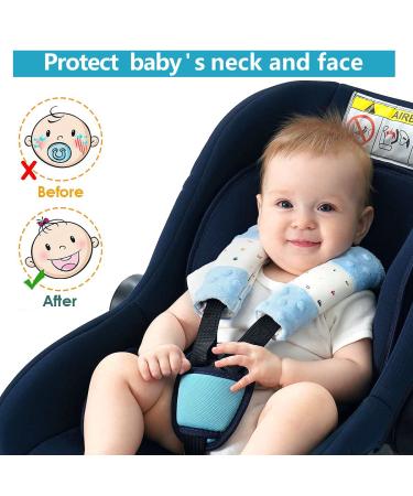 4-Piece Baby Seat Belt Pads | Stroller Carriage Safety Cushions | Shoulder Protection for Infants 15x5cm - Blue - Buy Online on GoSupps.com