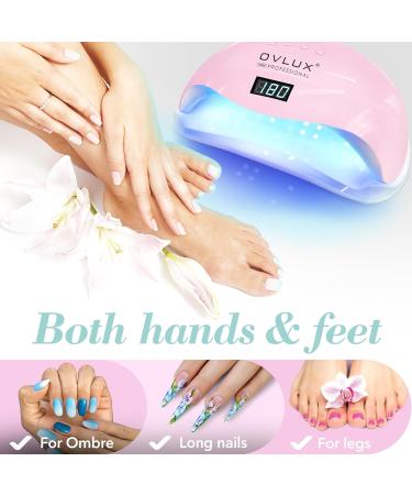 OVLUX Pro 180W UV LED Nail Lamp - Dual-Use Gel Polish Dryer | 57 Bulbs Auto-Sensor & Timers | Salon & Home Mani-Pedi Solution - Pink Blushing Bride - Buy Online on GoSupps.com