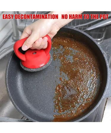 Steel Wool Scrubber 316 Stainless Steel Cast Iron Scrubber with HandleSteel Wool Scrubber Round Chainmail Scrubber Brush to Clean Cookware Frying Pans Bakeware Grills - Buy Online on GoSupps.com