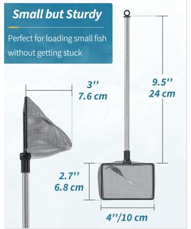 Pawfly Extendable Aquarium Fish Net - 9-24 Inch Long Handle for Betta Fish Tank, Koi Pond, and Pool - Buy Online on GoSupps.com