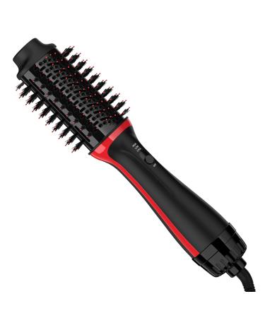 Hair Dryer Brush in One Hot Air Straightener Brush with Negative Ion Anti-frizz Ceramic Titanium Barrel 3 Heat/Speed Settings ALCI Safety Plug Black for All Hair Types