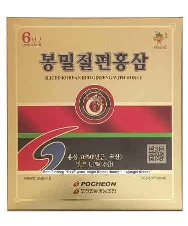 Pocheon 300g(10.6oz) 6Years Korean Panax Red Ginseng Slice with Honey Saponin Natural Immune Support