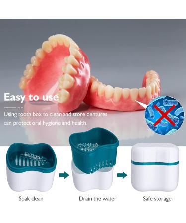 Denture Cleaning Case with Strainer Basket - LVCHEN Soaking Cup for Complete Care and Travel, Denture Storage Container for False Teeth and Clear Braces - Buy Online on GoSupps.com